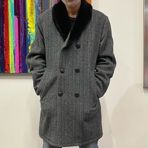 Vintage Monterey Club Grey Herringbone Over Coat